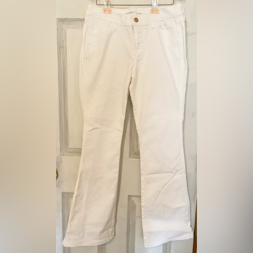 Old Navy Mid-Rise White Flare Womens Petite Denim Jeans Size 10P